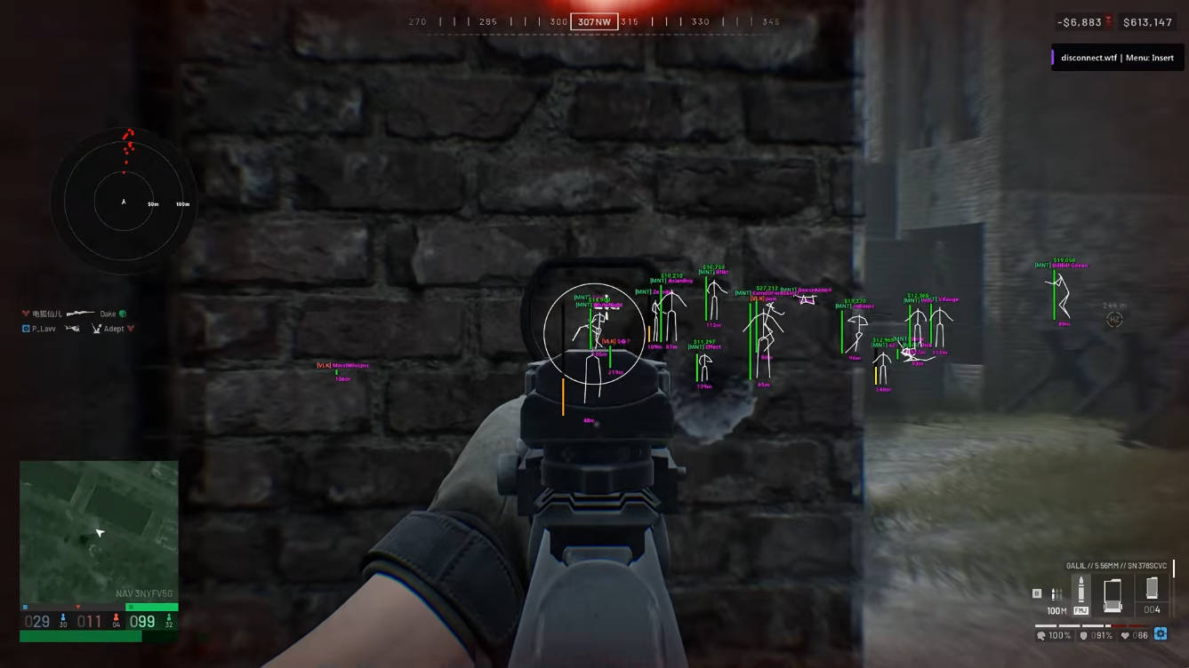 Bodycam cheat menu and in-game visuals